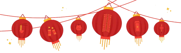 Chinese New Year Lanterns Garland PNG Transparent Background