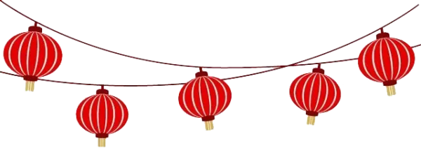 Festive Red Chinese Lanterns String PNG