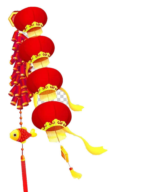 Red Chinese Lanterns and Firecrackers PNG