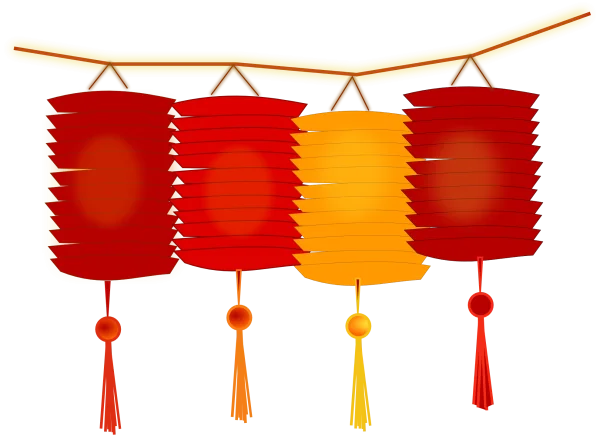 Red and Gold Chinese Lanterns String PNG Transparent Background
