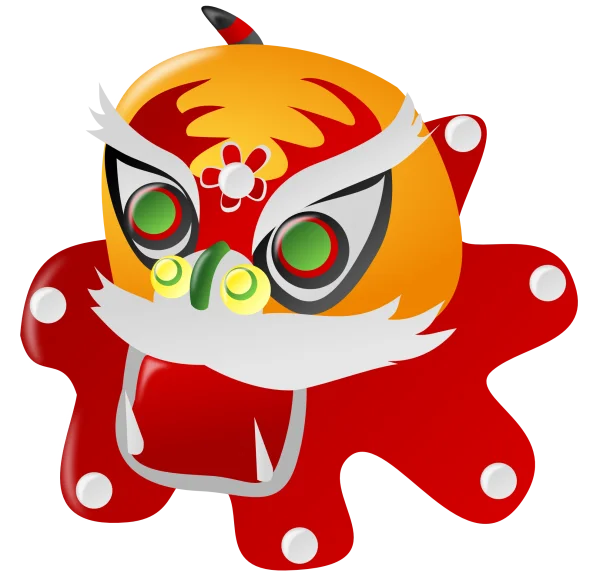 Chinese Lion Dance Head PNG Transparent Background