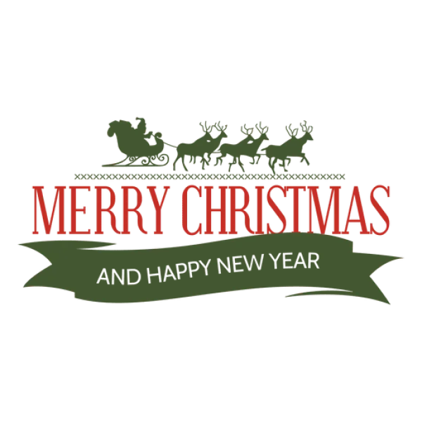 Merry Christmas and Happy New Year with Santa Sleigh PNG