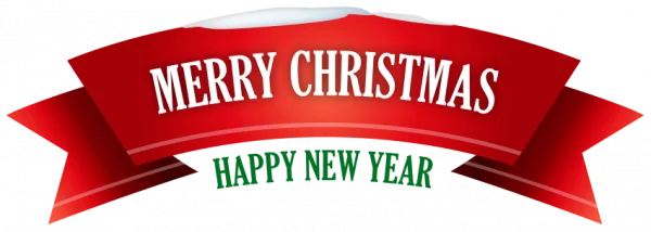 Red Merry Christmas Happy New Year Banner PNG