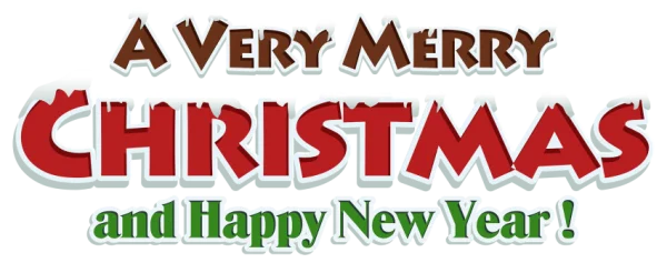 Merry Christmas and Happy New Year Text PNG