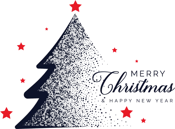 Merry Christmas Tree with Stars PNG Transparent Background