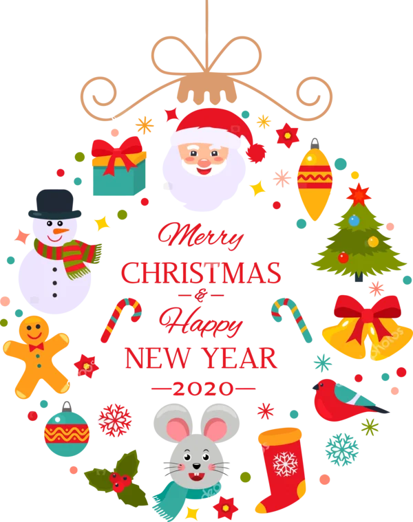 Merry Christmas Happy New Year 2020 Ornament PNG