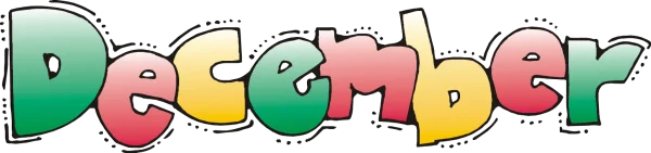 Colorful December Word Art PNG