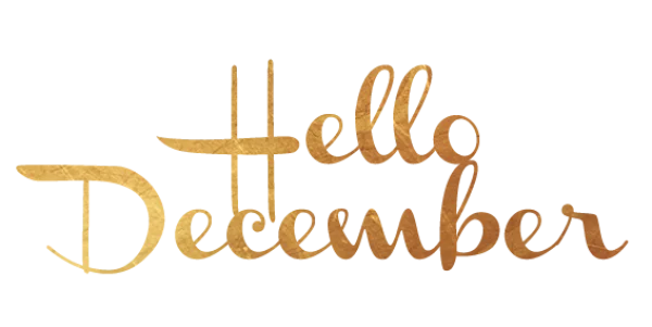 Hello December Gold Script Text PNG