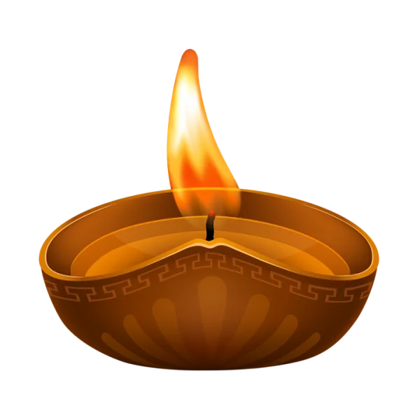 Diya Oil Lamp with Flame PNG Transparent