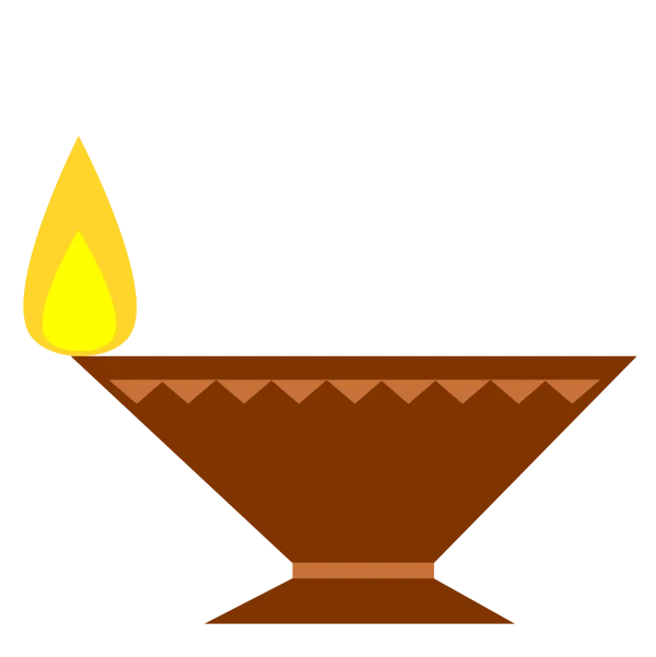 Diya Lamp with Flame PNG Transparent Background