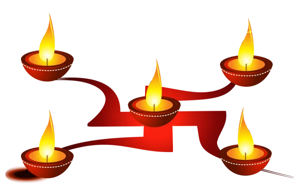 Diwali Diyas with Swastika Symbol PNG Transparent Background