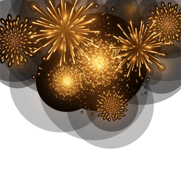Golden Fireworks Celebration PNG Transparent Background