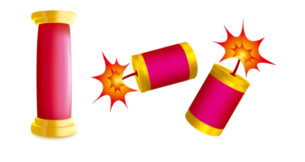 Cartoon Red Firecrackers with Spark PNG