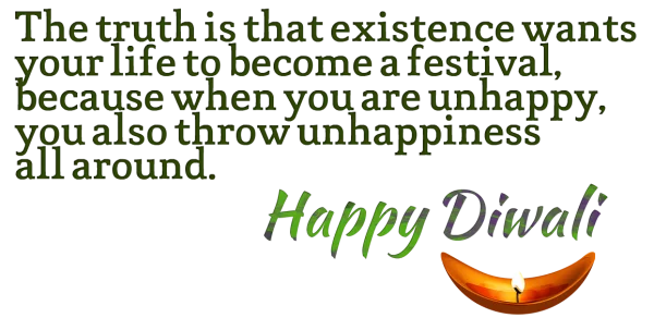 Happy Diwali Inspirational Quote with Diya PNG