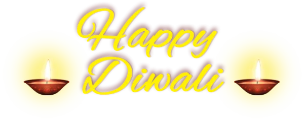 Happy Diwali Greeting with Diya Lamps PNG