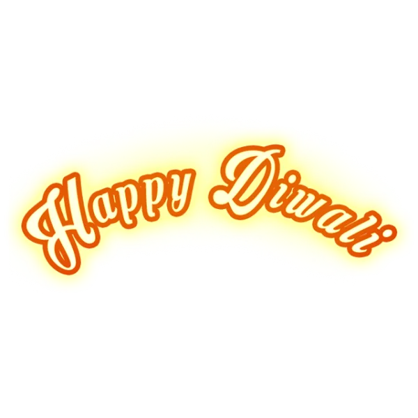 Happy Diwali Text PNG with Yellow Glow