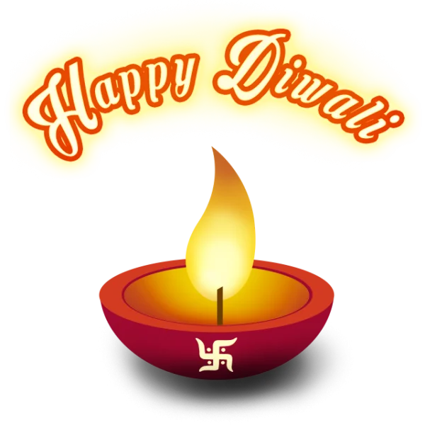 Happy Diwali Diya and Text PNG Transparent Background