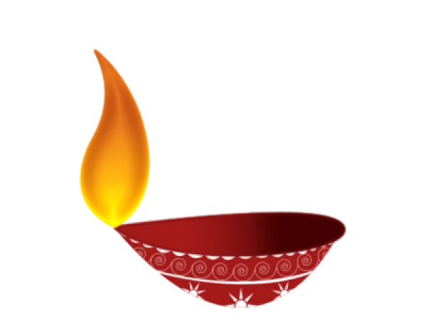 Traditional Indian Diya Lamp with Flame PNG
