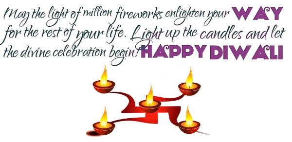 Happy Diwali Greeting with Diya Lamps PNG