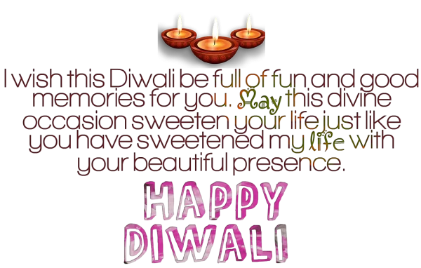 Happy Diwali Greeting Message PNG with Diyas