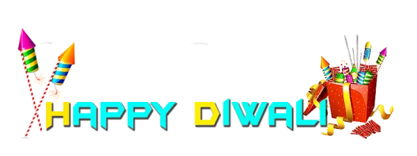 Happy Diwali Text with Firecrackers PNG