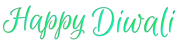 Happy Diwali Green Script Text PNG