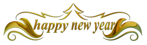 Golden Happy New Year Text PNG
