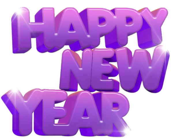 Happy New Year Purple 3D Text PNG