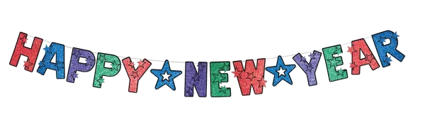 Glitter Happy New Year Banner PNG Transparent