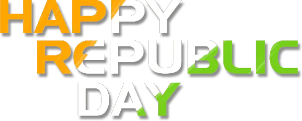 Happy Republic Day Text PNG with Indian Flag Colors