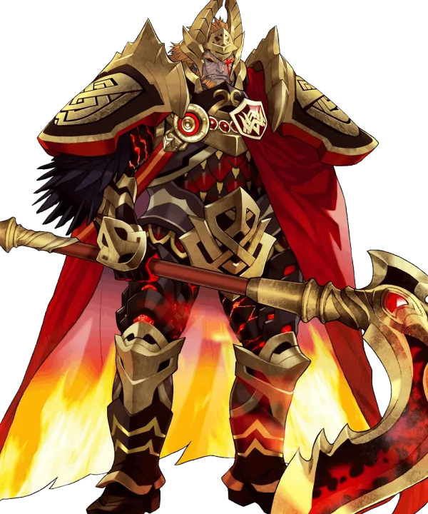 Armored Fantasy Warrior with Axe and Fire PNG