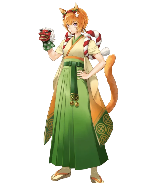 Anime Cat Girl in Traditional Japanese Attire PNG