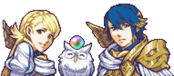 Retro Pixel Art Anime Characters and Owl PNG Transparent