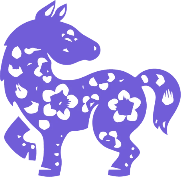Purple Floral Horse PNG Transparent Background