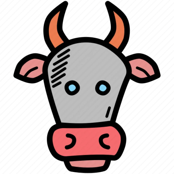 Cute Cartoon Cow Head Icon PNG Transparent