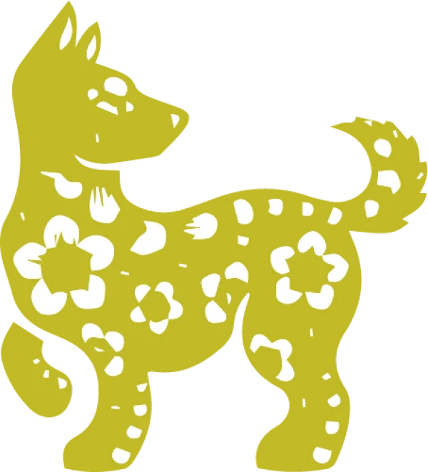 Stylized Floral Dog Cutout PNG Transparent Background