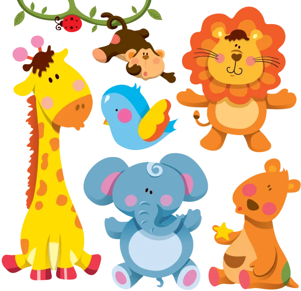 Cute Cartoon Jungle Animals PNG Collection