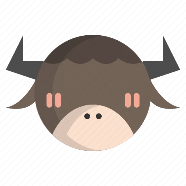Cute Cartoon Yak Head Icon PNG