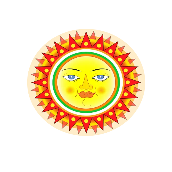 Colorful Stylized Sun Face PNG Transparent Background