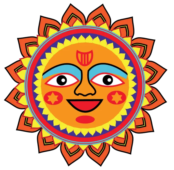 Vibrant Smiling Sun Face Illustration PNG