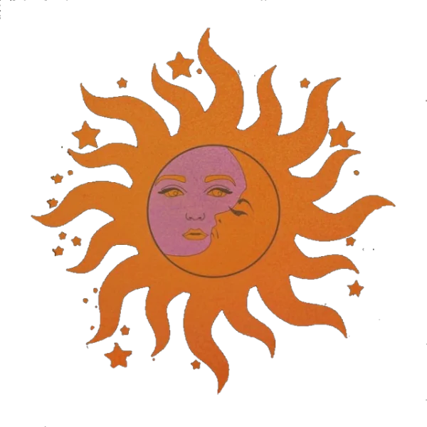 Retro Sun and Moon with Stars PNG Transparent