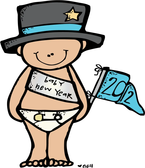 Baby New Year 2012 Cartoon with Hat PNG