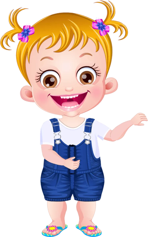 Happy Cartoon Baby Girl PNG Transparent