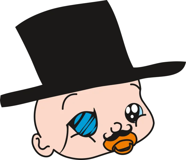 Dapper Baby with Top Hat and Monocle PNG Transparent Background