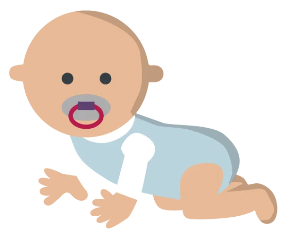 Crawling Baby with Pacifier PNG Transparent Background