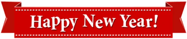 Happy New Year Red Ribbon Banner PNG Transparent Background