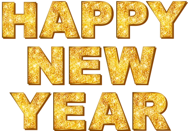 Happy New Year Golden Glitter Text PNG