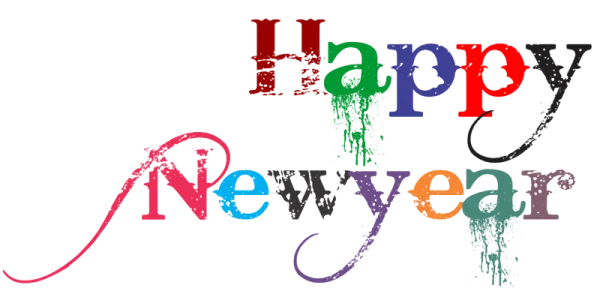 Colorful Grungy Happy New Year Text PNG