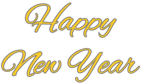 Happy New Year Gold Calligraphy Text PNG
