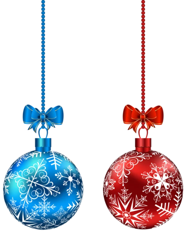 Blue and Red Christmas Ornaments PNG